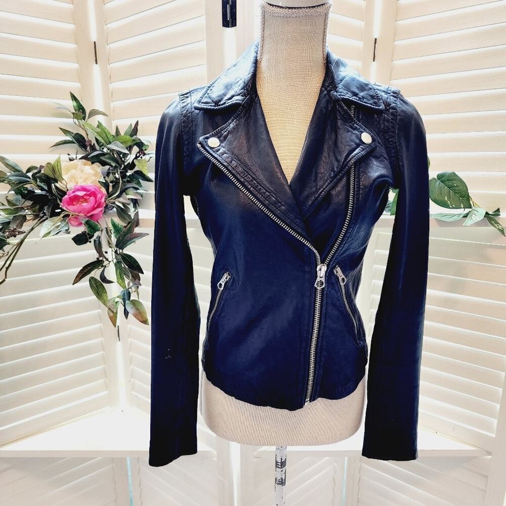 MADEWELL LEATHER MULTI ZIP POCKET MOTORCYCLE BLACK JACKET SIZE XS